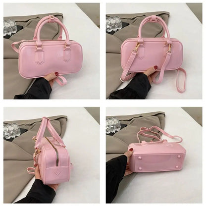 GlossyGlow Solid Color Jelly Hobos Bag – Casual Cute Waterproof Crossbody Satchel
