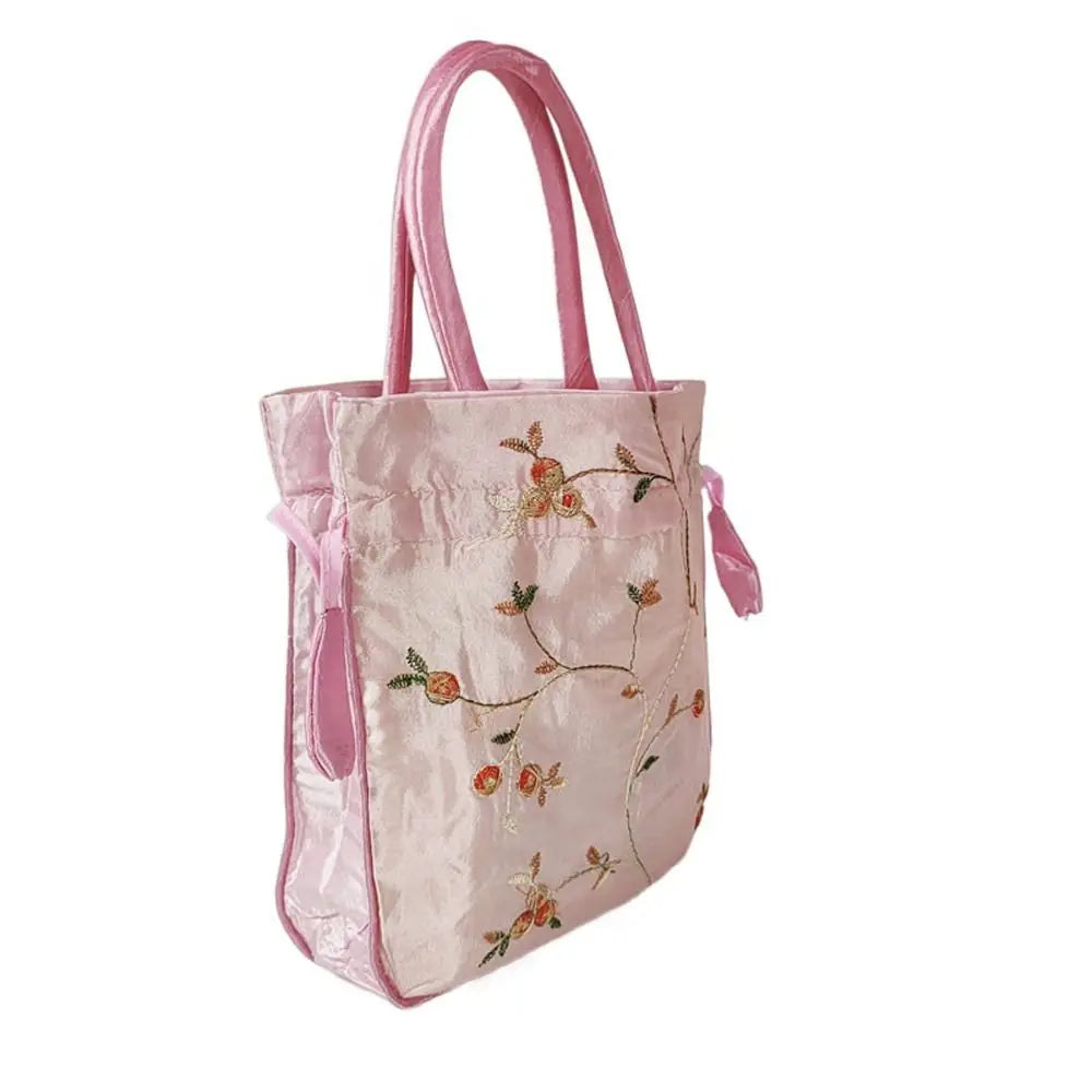 FloraCharm Embroidered Drawstring Cosmetic & Jewelry Bag – Small Hanfu Style Handbagg