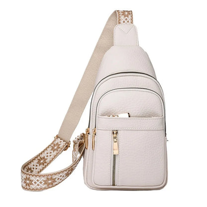PU Leather Chest Bag - Multi-Pocket Crossbody Backpack