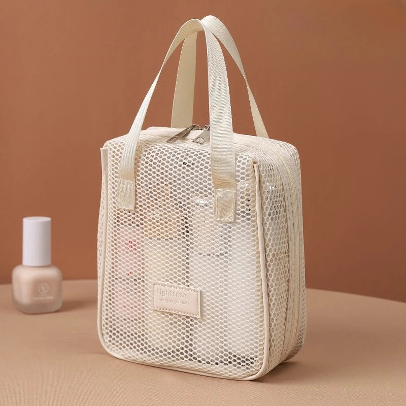 Foldable Mesh Travel Organizer Bag – Large Drawstring Cosmetic & Storage Bag