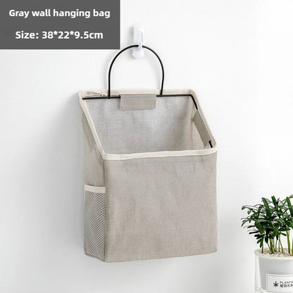 Multi-Pocket Cotton Linen Hanging Pouch – Storage Organizer for Dormitory & Bedroom