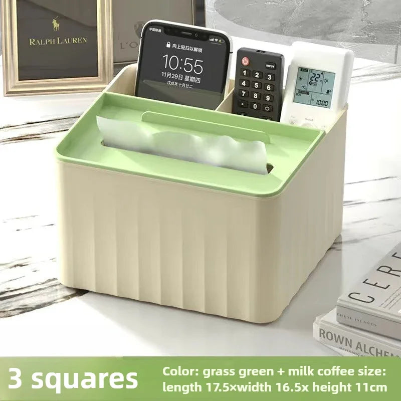TidyMate Multifunctional Desktop Tissue & Remote Organizer – Living Room, Dining Table & Coffee Table Storage Box