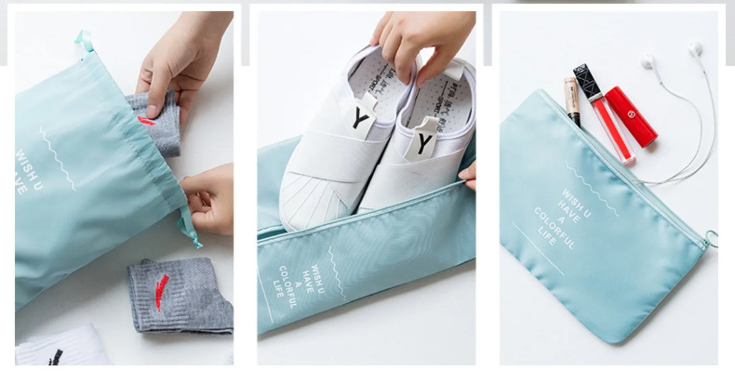 7-Piece Travel Organizer Set – Clothes, Shoes, Blanket, Packing Cubes, Suitcase Pouches