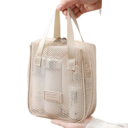 Foldable Mesh Travel Organizer Bag – Large Drawstring Cosmetic & Storage Bag