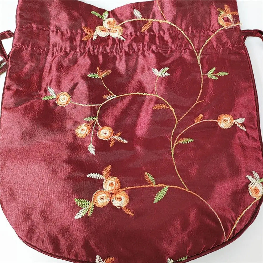 FloraCharm Embroidered Drawstring Cosmetic & Jewelry Bag – Small Hanfu Style Handbagg