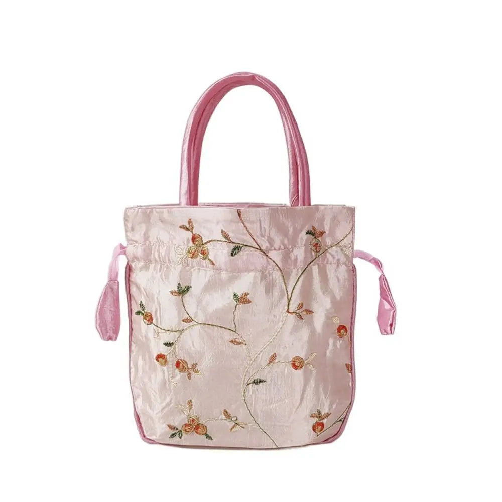 FloraCharm Embroidered Drawstring Cosmetic & Jewelry Bag – Small Hanfu Style Handbagg