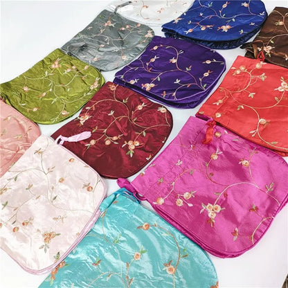FloraCharm Embroidered Drawstring Cosmetic & Jewelry Bag – Small Hanfu Style Handbagg