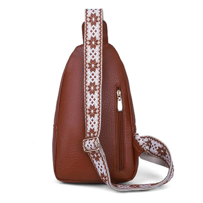 PU Leather Chest Bag - Multi-Pocket Crossbody Backpack
