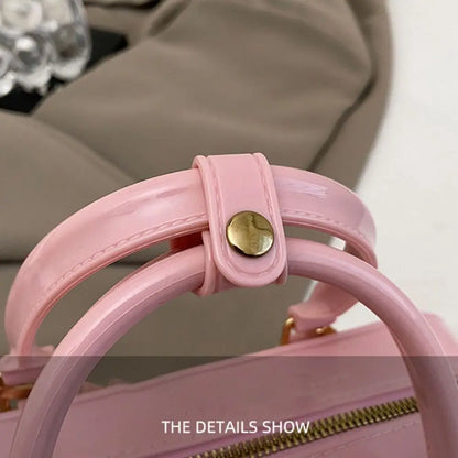 GlossyGlow Solid Color Jelly Hobos Bag – Casual Cute Waterproof Crossbody Satchel
