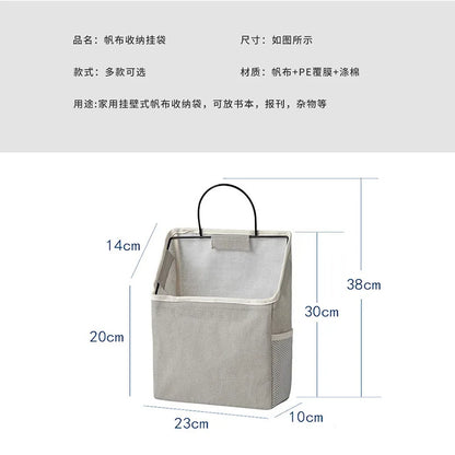 Multi-Pocket Cotton Linen Hanging Pouch – Storage Organizer for Dormitory & Bedroom