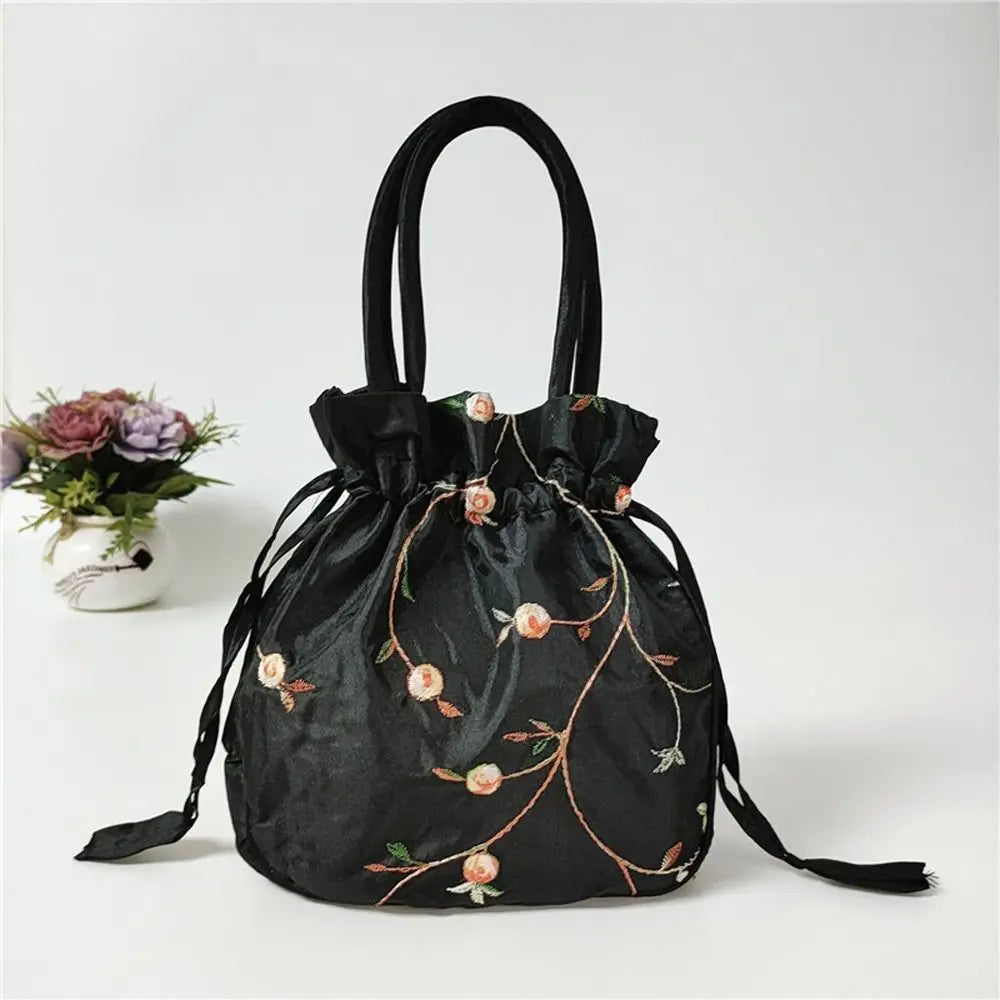 FloraCharm Embroidered Drawstring Cosmetic & Jewelry Bag – Small Hanfu Style Handbagg