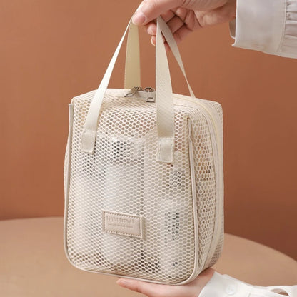 Foldable Mesh Travel Organizer Bag – Large Drawstring Cosmetic & Storage Bag