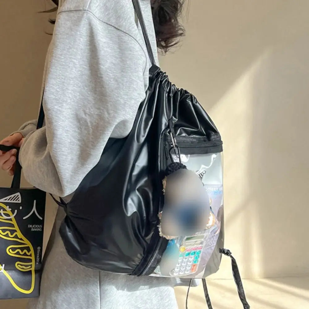 ClearTrend Drawstring Backpack – Large Capacity Handheld & Shoulder Bag