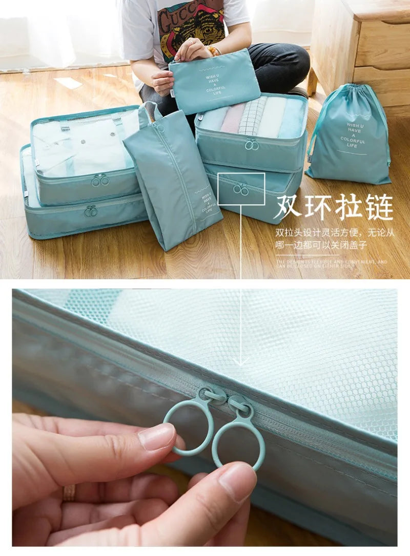 7-Piece Travel Organizer Set – Clothes, Shoes, Blanket, Packing Cubes, Suitcase Pouches