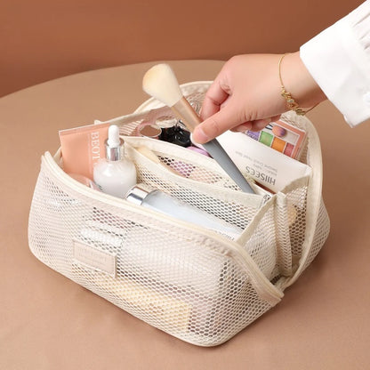 Foldable Mesh Travel Organizer Bag – Large Drawstring Cosmetic & Storage Bag