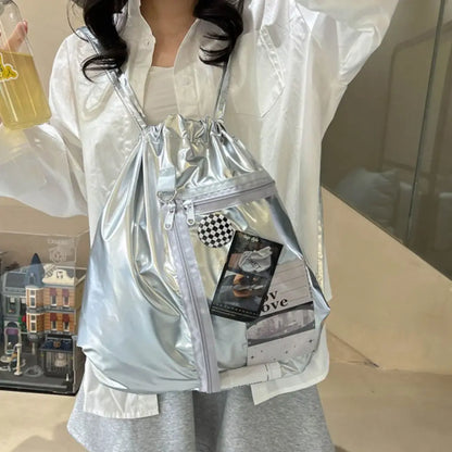 ClearTrend Drawstring Backpack – Large Capacity Handheld & Shoulder Bag