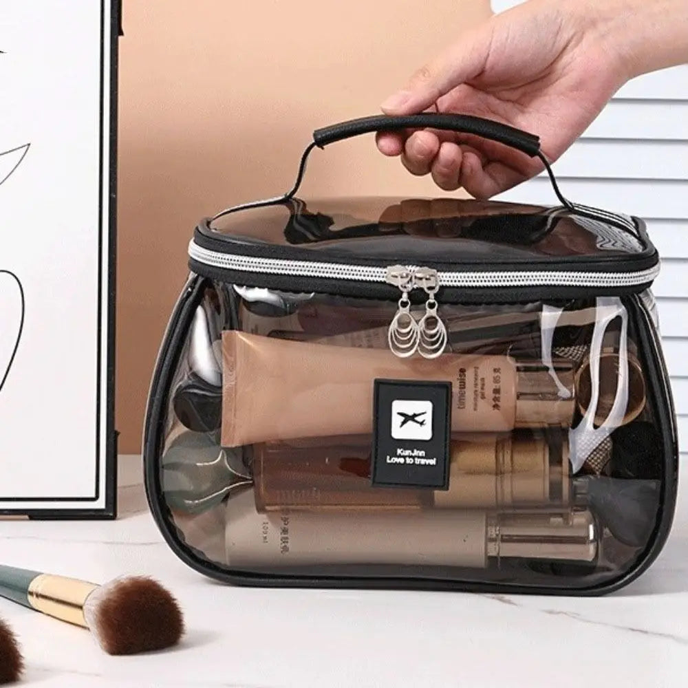 Clear Large PVC Cosmetic Bag – Waterproof Handheld Makeup & Toiletry Organizer