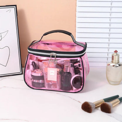 Clear Large PVC Cosmetic Bag – Waterproof Handheld Makeup & Toiletry Organizer