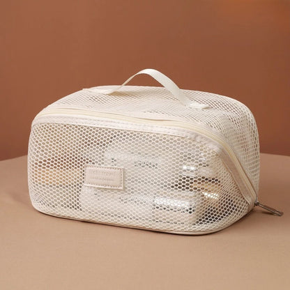 Foldable Mesh Travel Organizer Bag – Large Drawstring Cosmetic & Storage Bag