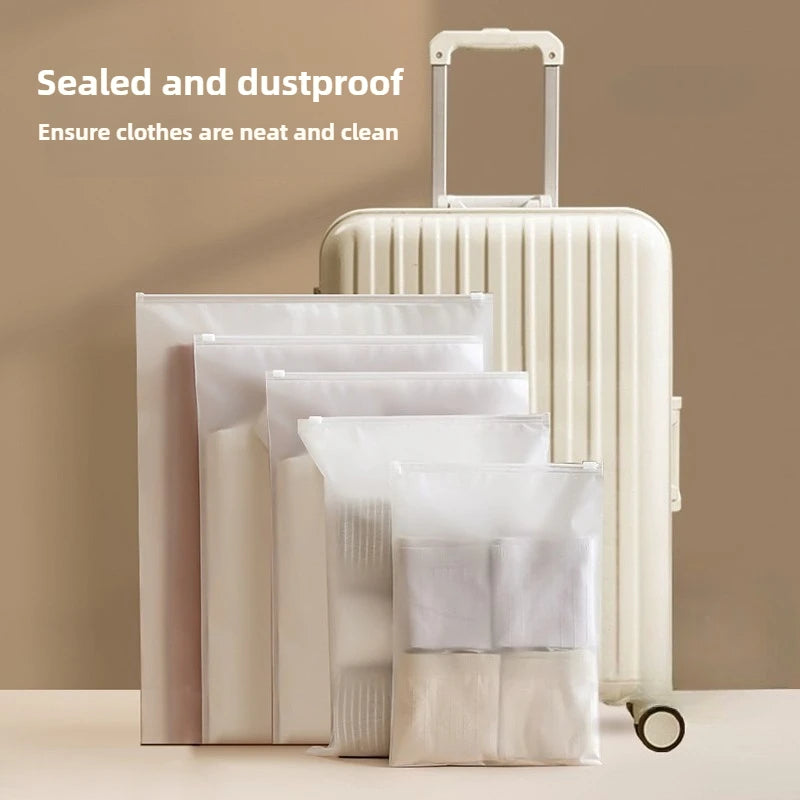 10PCS Transparent Frosted Travel Storage Bags – Waterproof Organizer