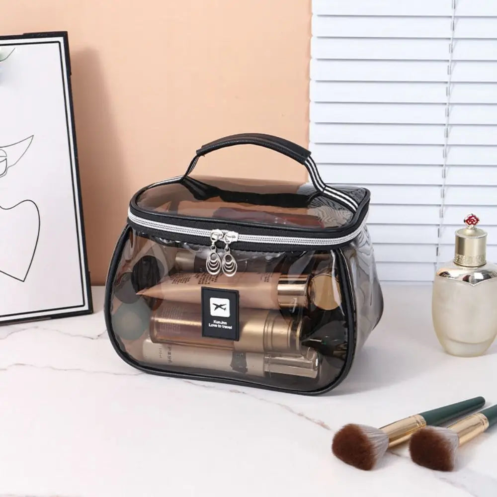 Clear Large PVC Cosmetic Bag – Waterproof Handheld Makeup & Toiletry Organizer