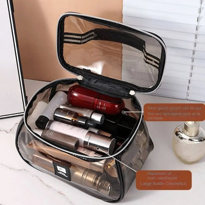 Clear Large PVC Cosmetic Bag – Waterproof Handheld Makeup & Toiletry Organizer