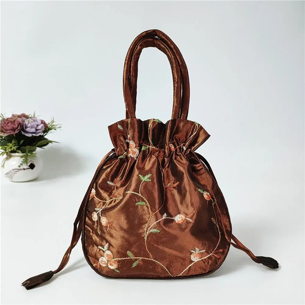 FloraCharm Embroidered Drawstring Cosmetic & Jewelry Bag – Small Hanfu Style Handbagg