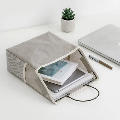 Multi-Pocket Cotton Linen Hanging Pouch – Storage Organizer for Dormitory & Bedroom