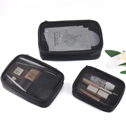 Transparent Travel Cosmetic Bag Set – Zipper Makeup & Toiletry Organizer (1/3pcs)