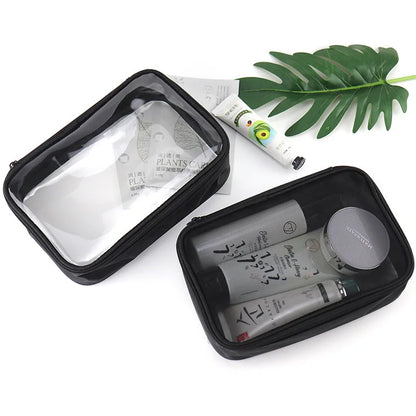Transparent Travel Cosmetic Bag Set – Zipper Makeup & Toiletry Organizer (1/3pcs)